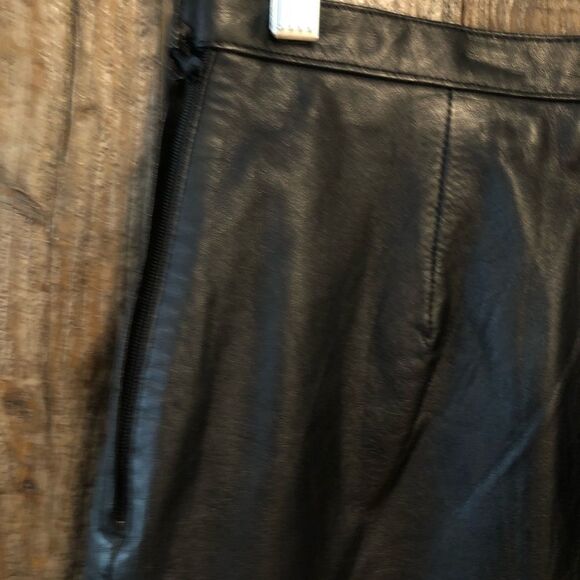 Stratege Sz 11/12 Black Leather Mini Pencil Skirt w/Back Kick Slit - Picture 6 of 8